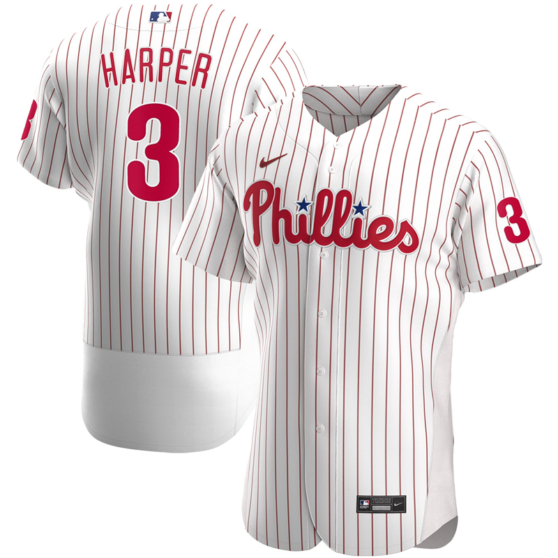 2020 MLB Men Philadelphia Phillies #3 Bryce Harper Nike White Home 2020 Authentic Player Jersey 1